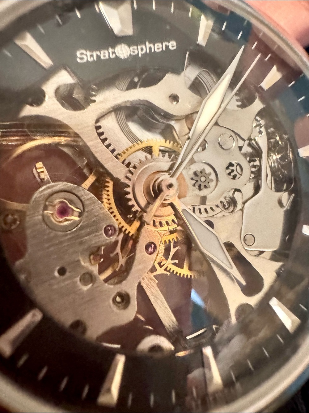 Stratosphere Skeleton Dial Mechanical Watch 17 Jewel - Silver & Gold Accents